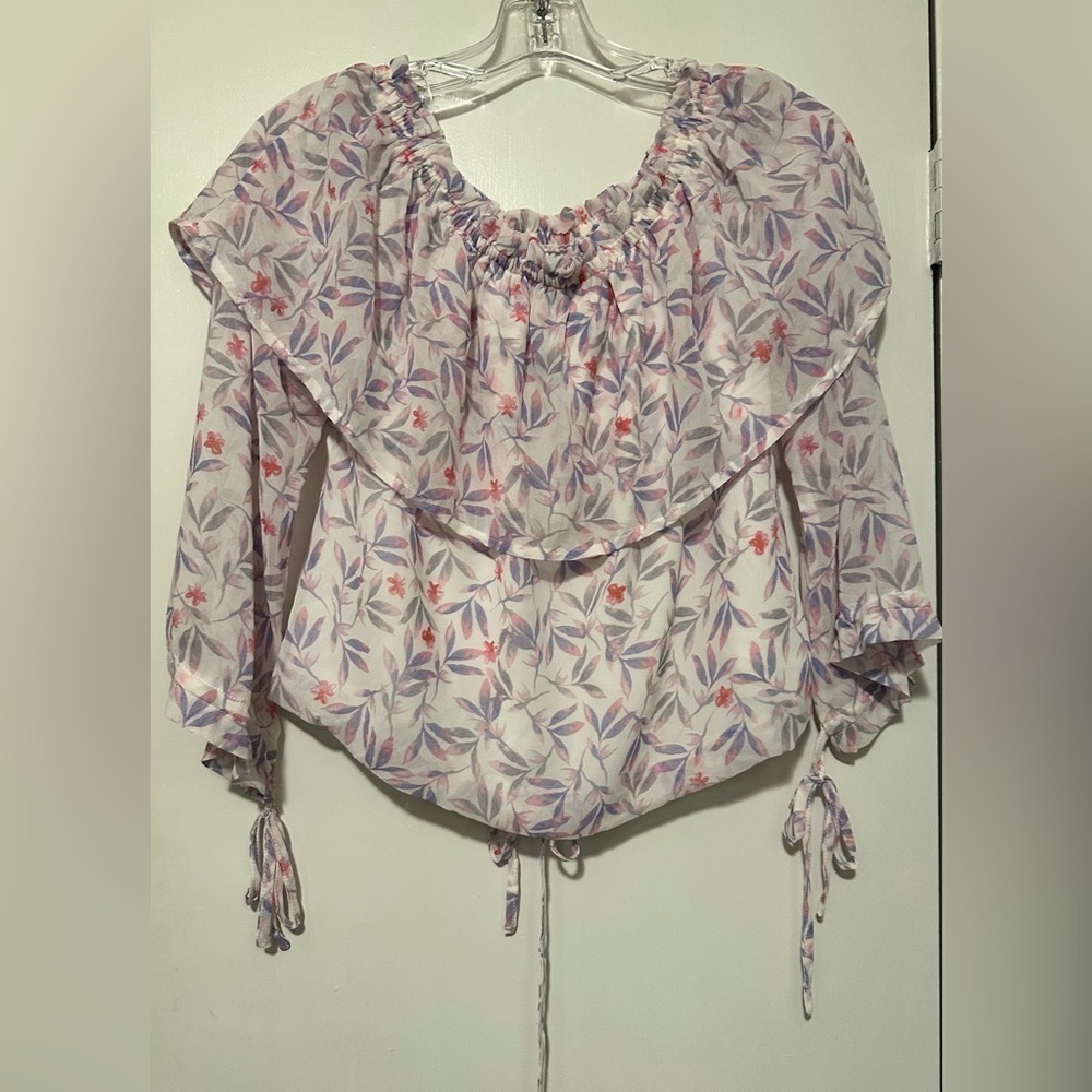 NWT Honey Punch off the shoulder floral blouse size M - Picture 5 of 8